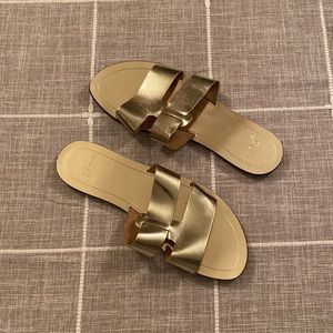 J.Crew gold slides / sandals - size 10